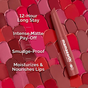 Mamaearth Moisture Matte Longstay Mini Lipstick with Avocado Oil & Vitamin E for 12 Hour Long Stay-01 Carnation Nude - 0.7 g